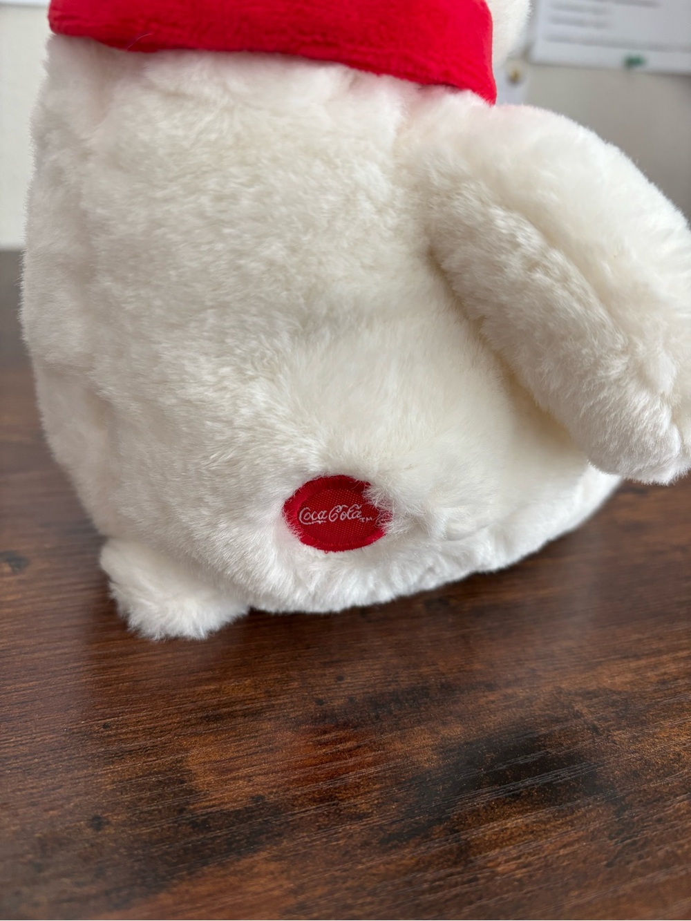 Coca-Cola White Polar Bear Plush Stuffed Animal with Red Scarf Collectible - Picture 3 of 4